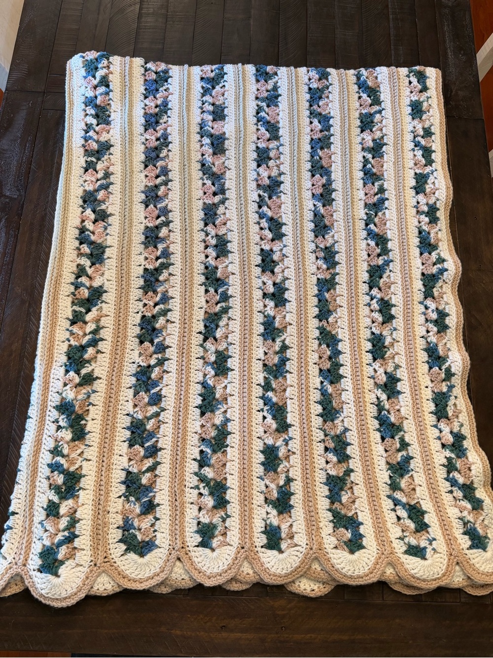 Mile A Minute Crochet Afghan Cottagecore Coastal 80x65